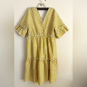 Lovito yellow Gingham Dress